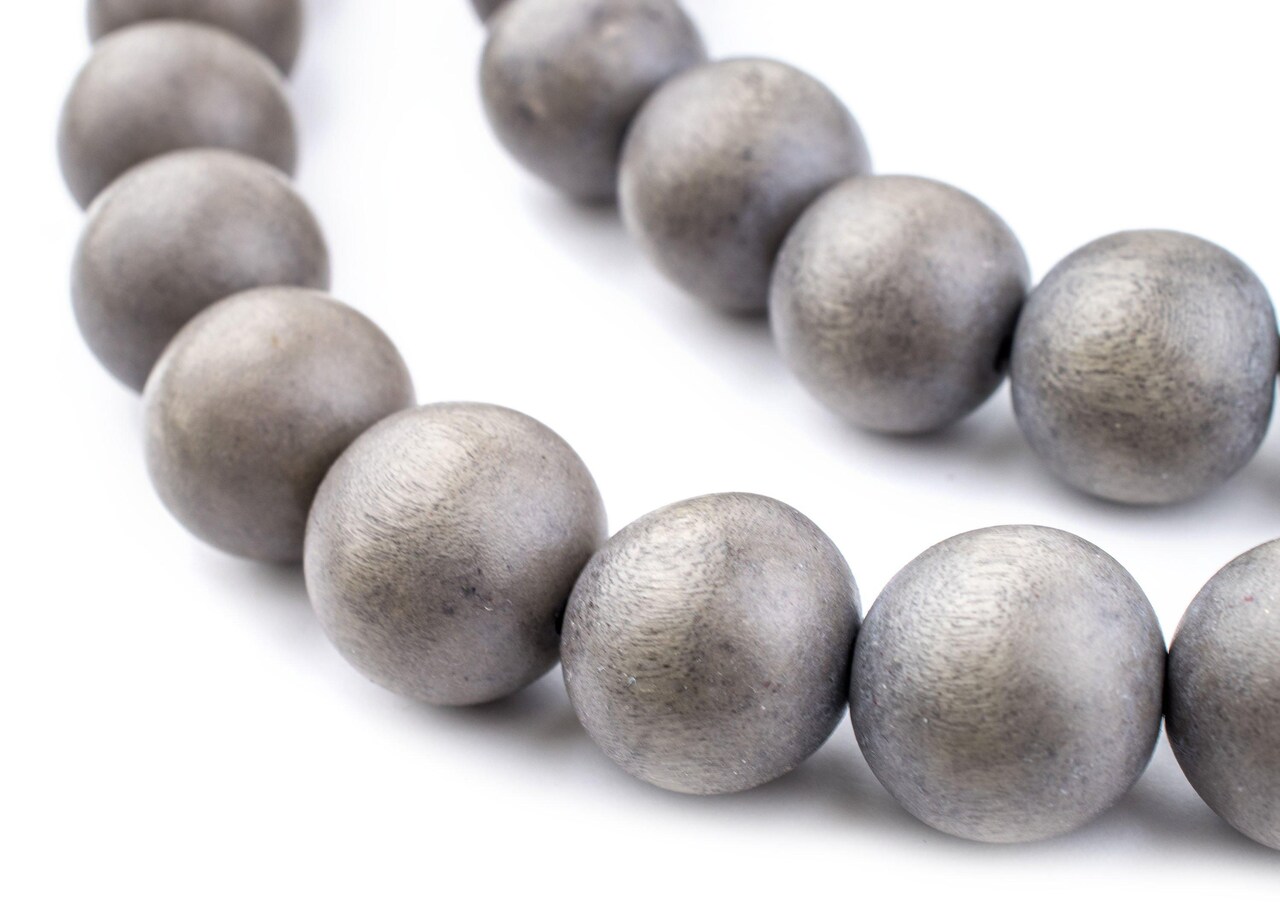 The Bead Chest Natural 20mm Wooden Beads in Grey for Jewelry Making – Round Loose Wood Spacer Beads I Approximately 20 Beads